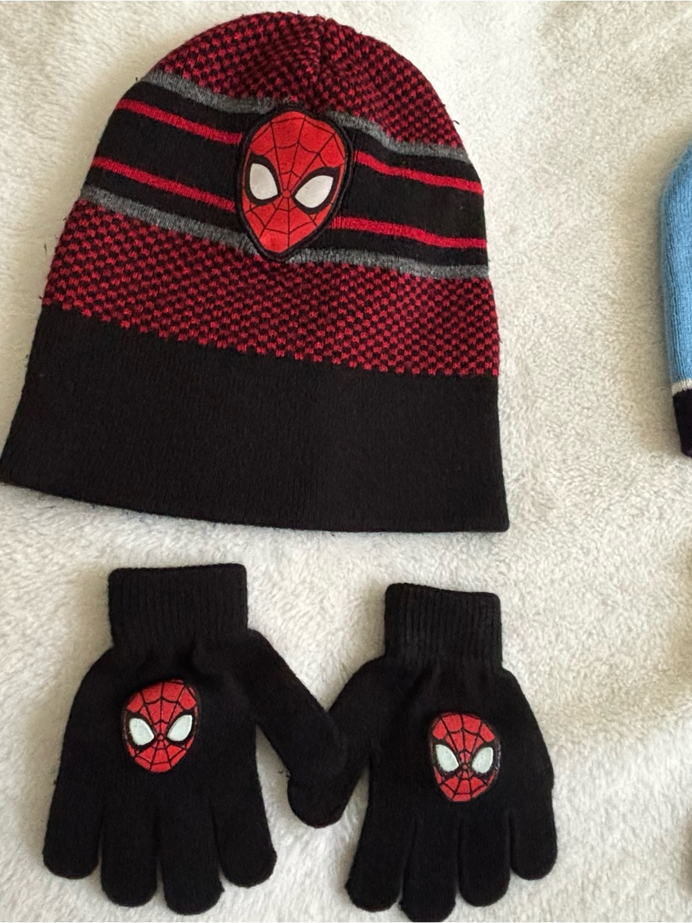 Spiderman Red, Black & Gray Knit Beanie with Matching Gloves, plus more